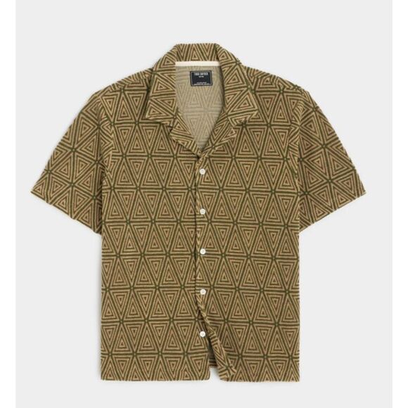Todd Snyder Terry Jacquard Cabana Polo Shirt in Green Leaf (Size Small) - Picture 1 of 4